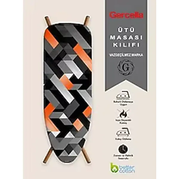 Gercella (hediyeli) Dynamic Ütü Masasi Kilifi Bezi Örtüsü Gri