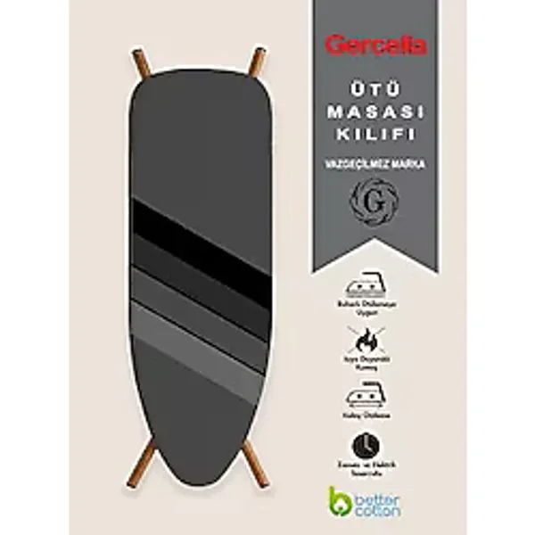 Gercella (hediyeli)nirvana Grey Ütü Masasi Kilifi Bezi Örtüsü Gri