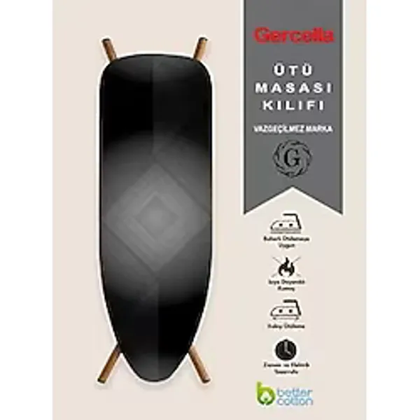 Gercella (hediyeli) Silver Gri Ütü Masasi Kilifi Bezi Örtüsü