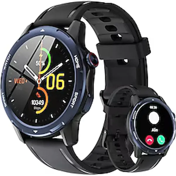 Gerpeng Unisex Akıllı Saatler, 1, 43" Amoled Ekran, Arama Fonksiyonlu Akıllı Saat, IP68 Su Geçirmez, Android Ios İçin Akıllı Saat, Adım Sayacı Özellikli Fitness Saati - Siyah