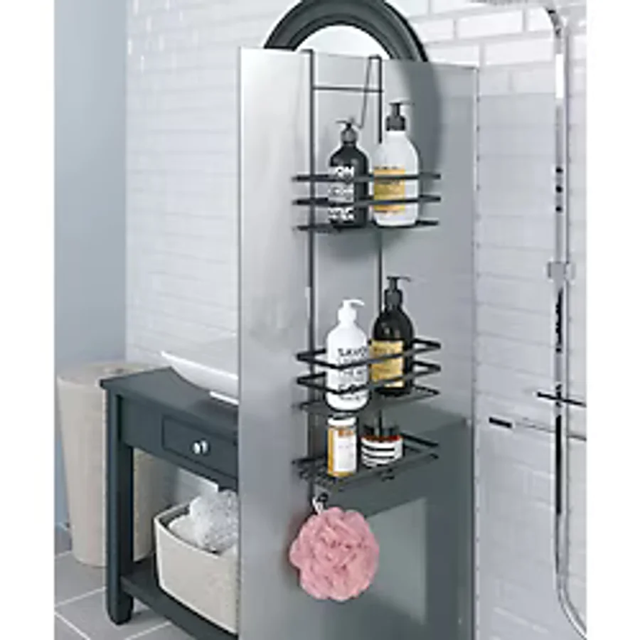Geseus Üç Katlı Asmalı Banyo Duş Rafı Siıyah Lm580