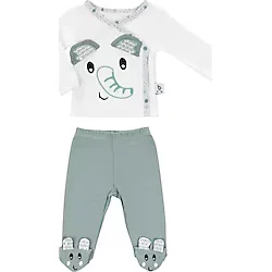 Gezenbebe Hero Bebekler İçin Nakışlı Zıbın & Patikli Pantolon Set Elephant