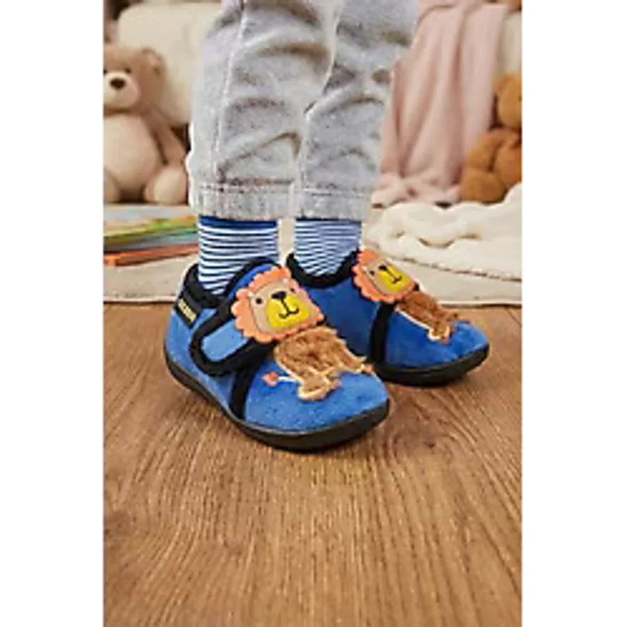 Gezer Bebe Erkek Çocuk Kışlık Cırtlı Ayarlanabilir Günlük Okul Kreş Panduf Ayakkabı GA2KBM.03361.00, Mavi, 22