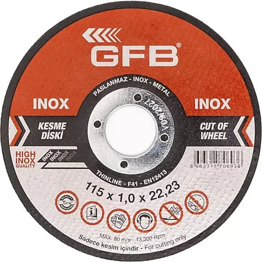 GFB 50 Adet Inox Kesici Taş 115x1.0x22.23mm