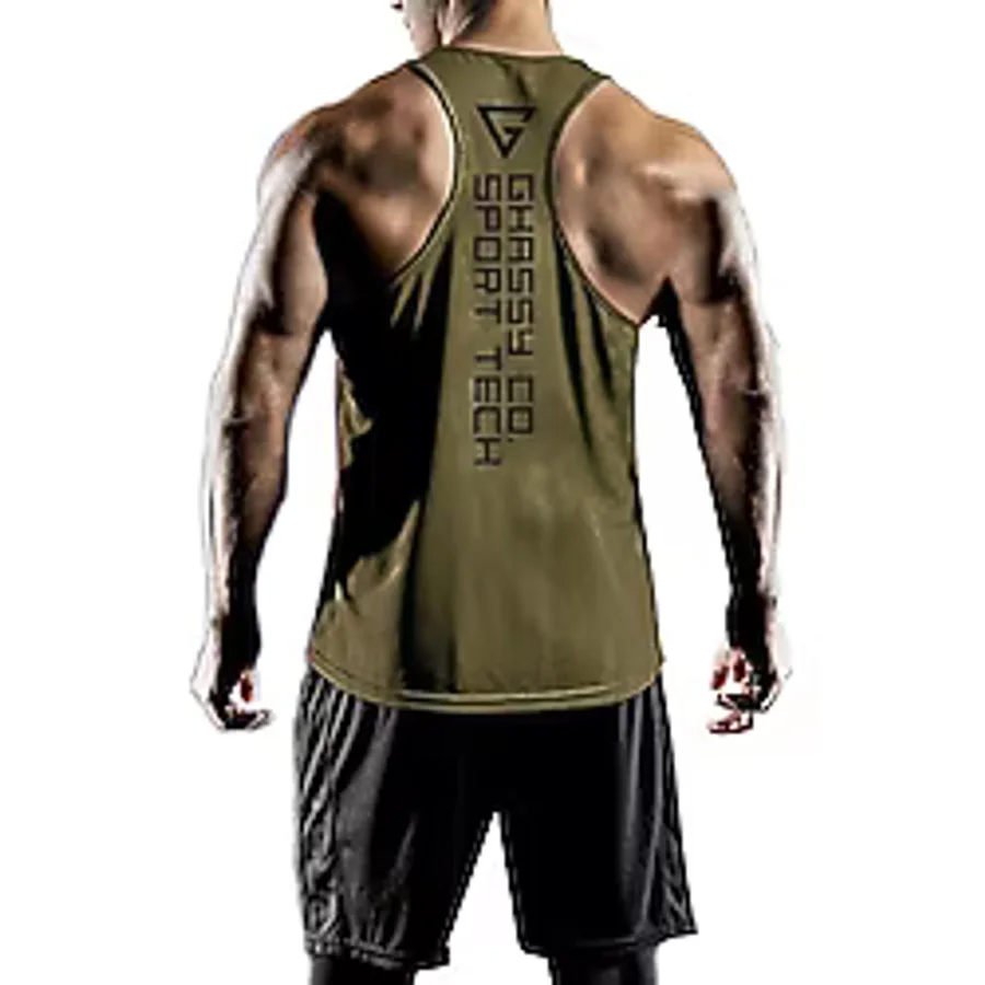 Ghassy Co. Erkek Dry Fit Y-Back Gym Fitness Sporcu Atleti GYM-101 SİYAH XL