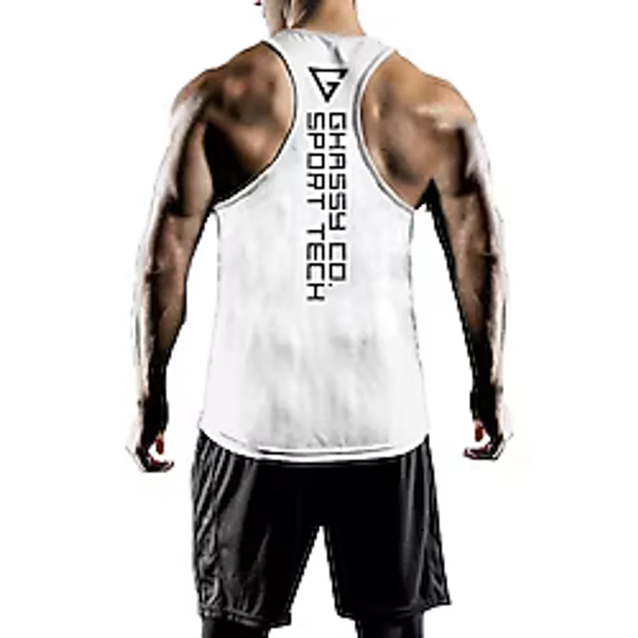Ghassy Co. Erkek Dry Fit Y-Back Gym Fitness Sporcu Atleti GYM-101 SİYAH XL