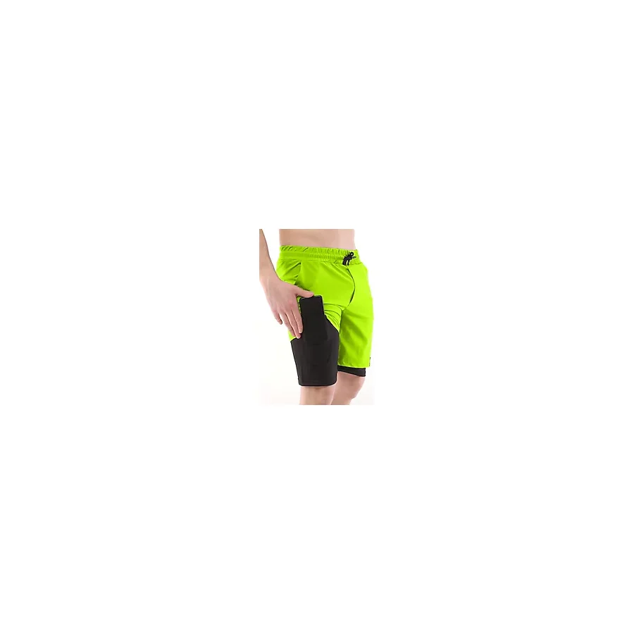 Ghassy Co. Ghassy Co Erkek Running Hızlı Kuruma Micropolyester Arka Fermuar Cepli ve Havlu Halkalı Antrenman Futbol Fitness Kısa Taytlı Şort - Yeşil