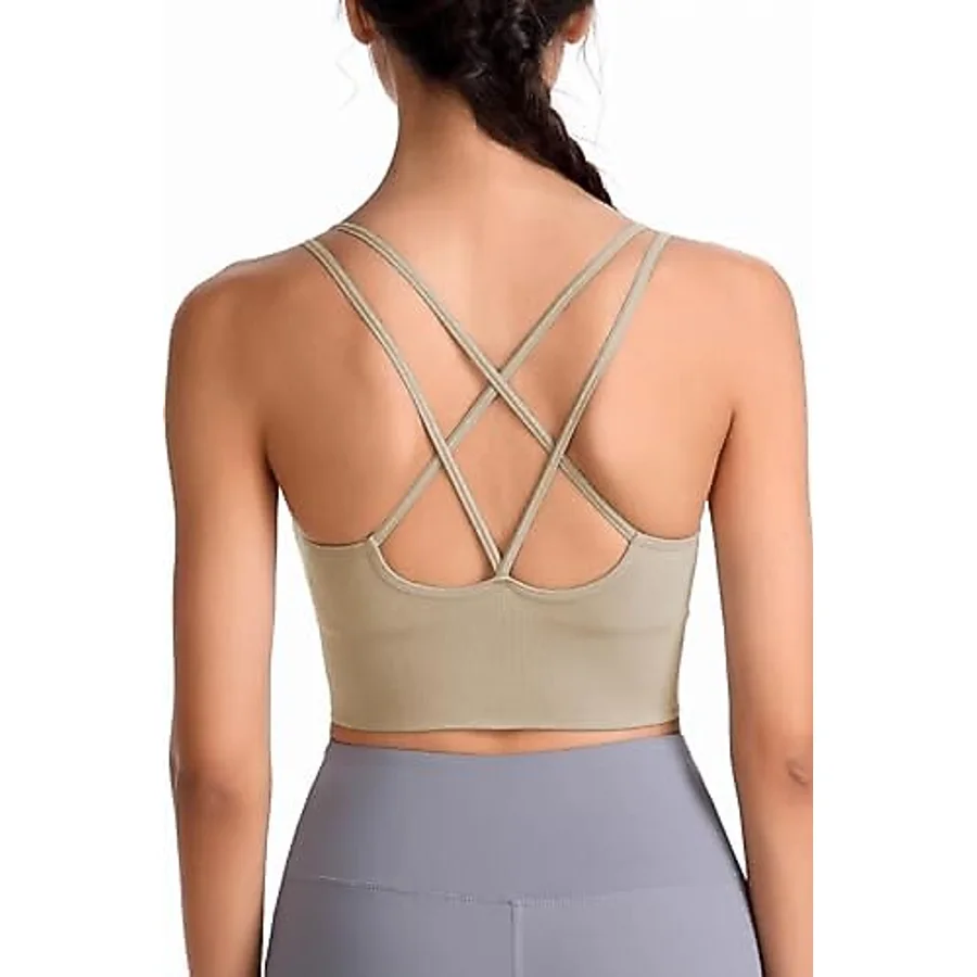Ghassy Co. Kadın Cross Back Yoga Egzersiz Fitness Spor Sütyeni CRS003 BEJ XS