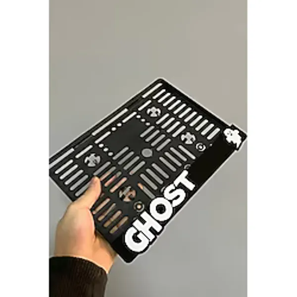 GHOST Temalı Siyah Pleksi Motosiklet Plakalık - Şık ve Dayanıklı TEK ADET