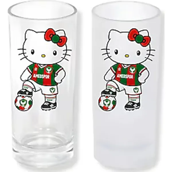 Ghostbastır Design Amedspor Hello Kitty Buzlu / Buzsuz Seçenekli Rakı Bardağı - 1 Adet Şık Sunum Bardağı 0188