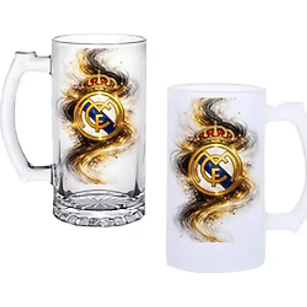 Ghostbastır Design Real Madrid Kulplu Bira Bardağı Buzlu Veya Şeffaf Seçenekli 0185
