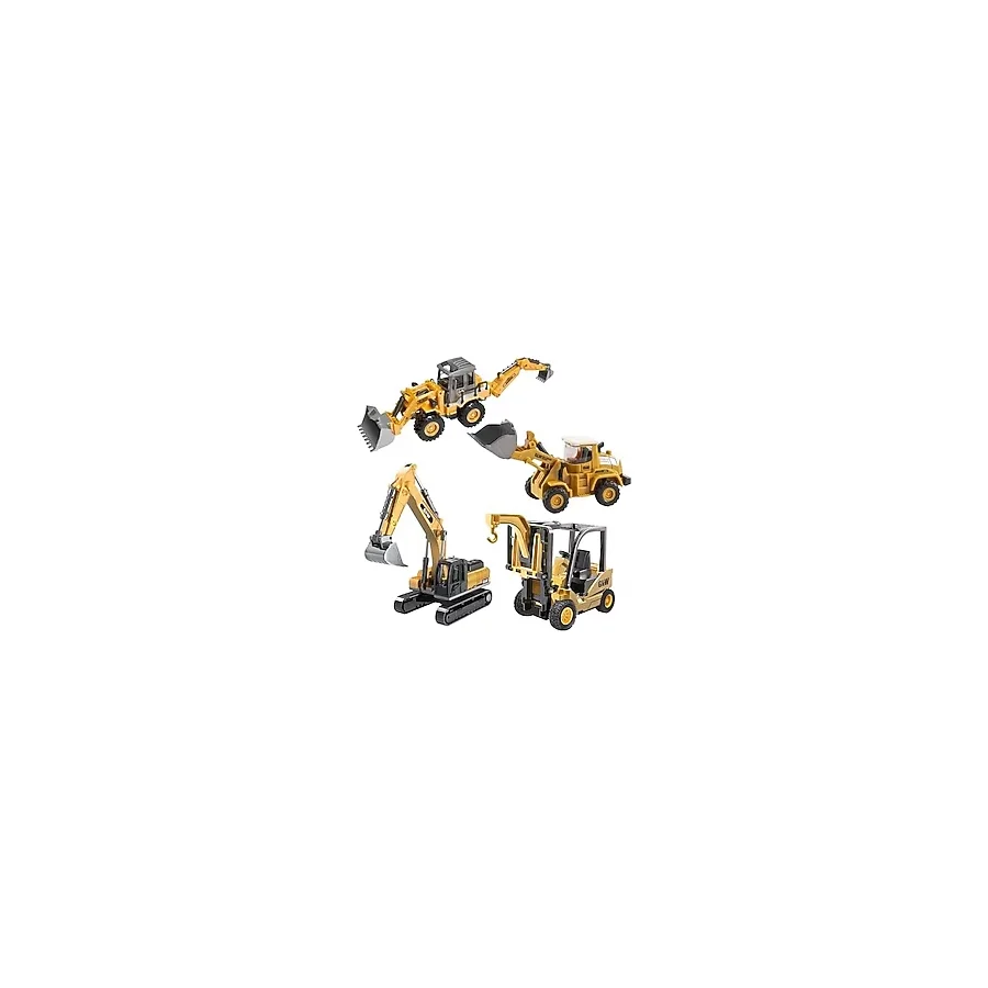Giffy/oyuncak Kutulu Metal Başlıklı Iş Makinaları Seti Kepçe Bulldozer Forklift 4 Ü 1 Arada Set Sürtmeli 1:70 Ölçek Full Metal Başlık RC Iş Makinası Setleri - Option-1 - 00