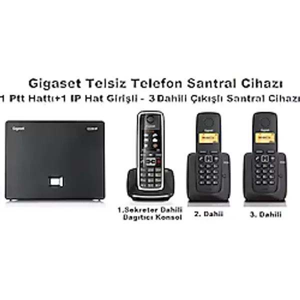 Gigaset C530 IP 3 Dahili Dect Telsiz Kablosuz Telefon Santrali