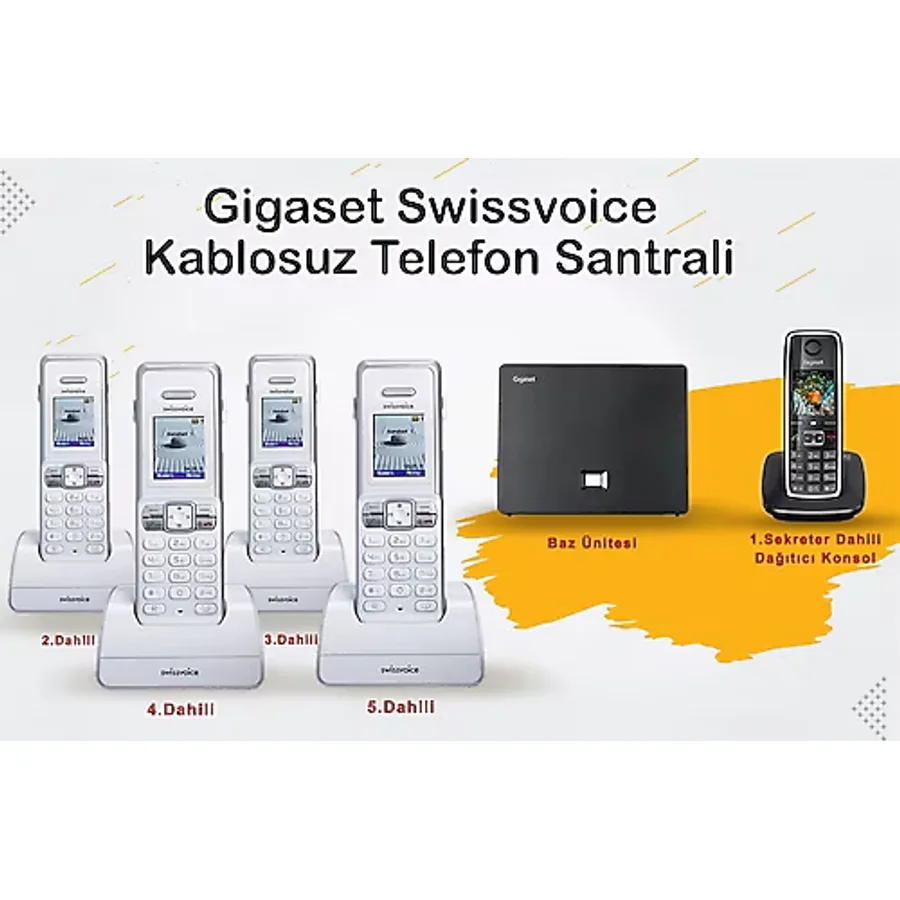 Gigaset C530 IP 5 Dahili Dect Telsiz Kablosuz Telefon Santrali