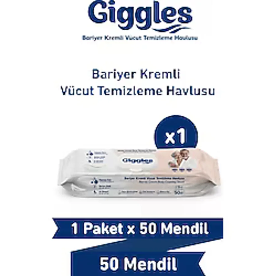 Giggles Bariyer Kremli Perine Ve Vücut Temizleme Ve Bakım Havlusu (50 Adet)