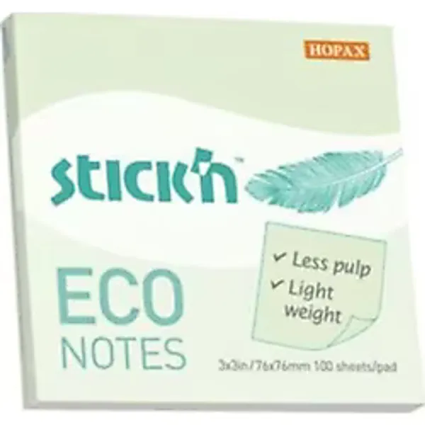 Gıpta Stickn Eco Notes 100 Yaprak Pastel Yeşil Yapışkanlı Not Kağıdı 76 x 76 mm