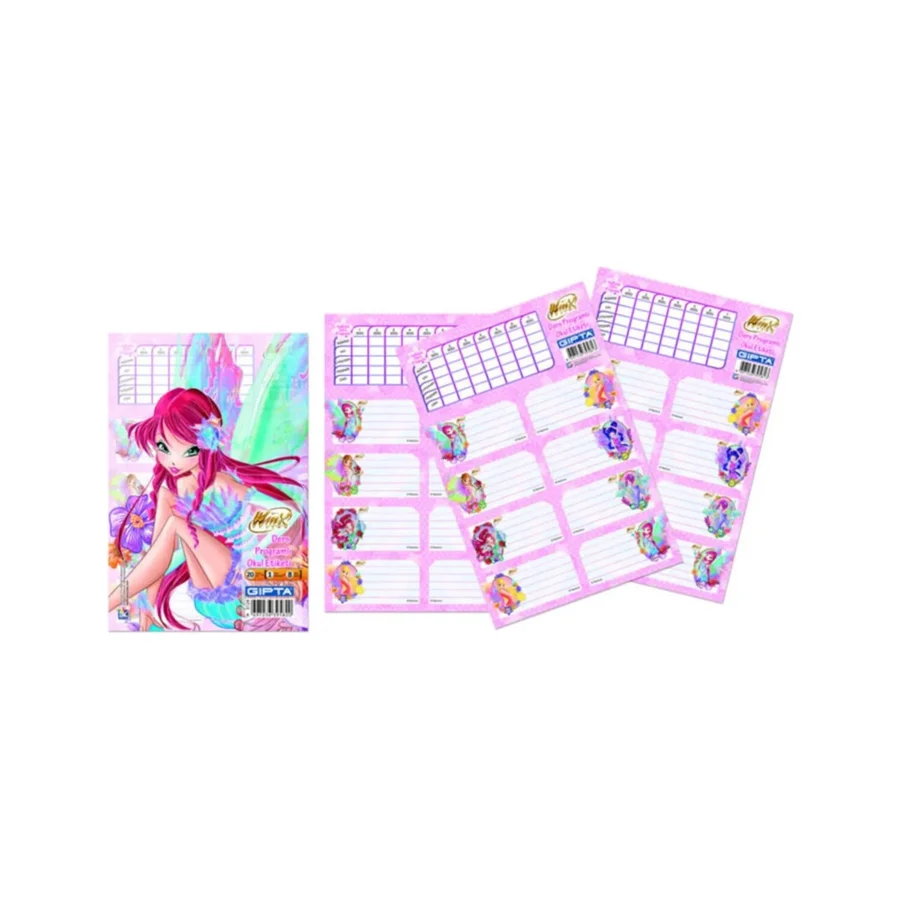 Gıpta Winx Ders Programlı Okul Etiketi 16x24cm 3 Yaprak