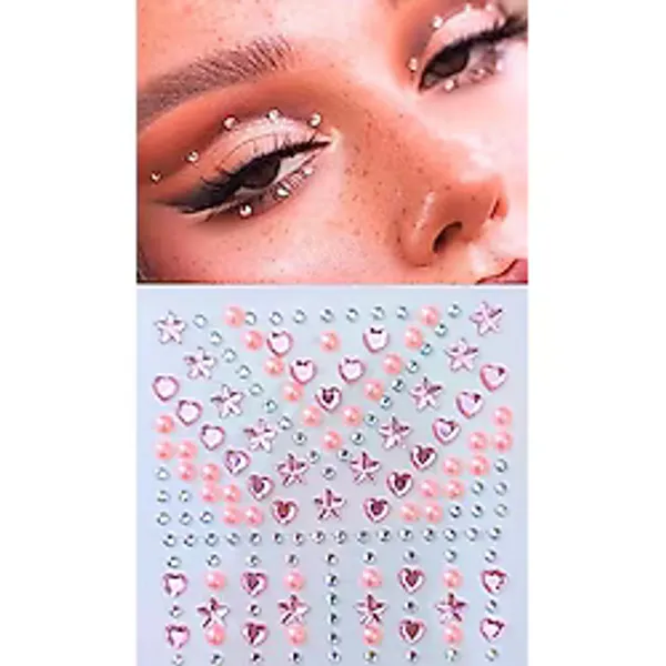 Giraffe Sticker Taş Sticker Yapışkanlı Saç, Yüz, Tırnak, Makyaj nane Süs Taşı Işıltılı Parlak Açık Pembe İnci, Yıldız, Kalpli Model, Giraffe Sticker