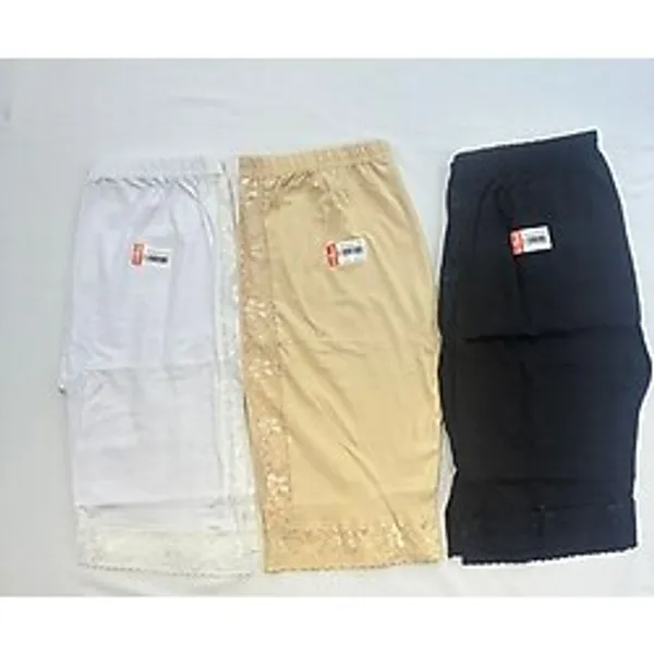 GİYSEM UNDERWEAR Pamuklu, 3'lü Ten, Siyah ve Beyaz Diz Üstü - altı, Etek-Pantolon Altı, Basic Tesettür-Tayt Ekonomik