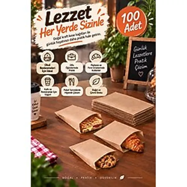 Gizpak Şamua Kraft Kese Kağıdı Çizgili 125Gr 12X20X6Cm 100 Adet