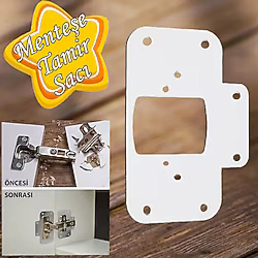 Glaswen Dolap Kapak Taş Menteşe Tamir Saçı Pratik Onarım Kiti Beyaz Metal Yuva Tablası 6.5 x 9 cm