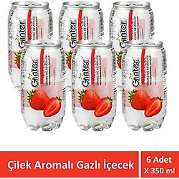 Glinter Çilek aromalı gazlı içecek 6 Adet x 350 ml