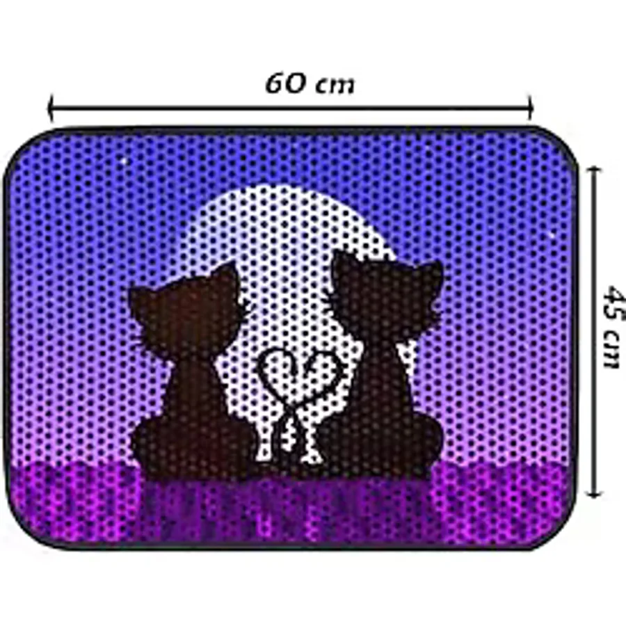 Glipet Kedi Tuvalet Önü Elekli Paspas, Ay Işığı, 60x45 cm, Renkli