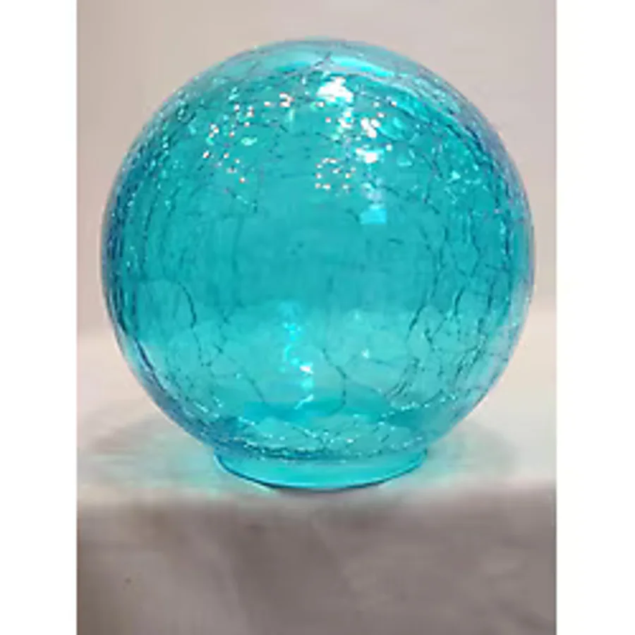 GLOB AVİZE CAMI.TURKUAZ MAVİ RENKTE.Çatlatılmış desenli.(Çap:15.00cm-Duy yuvası:7.00cm)KÜRE.