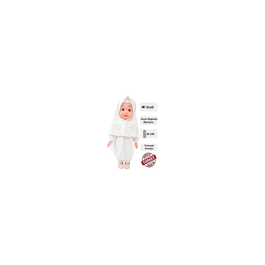 Global Toys Tesettürlü Meryem 45 cm Oyuncak Et Bebek - Beyaz