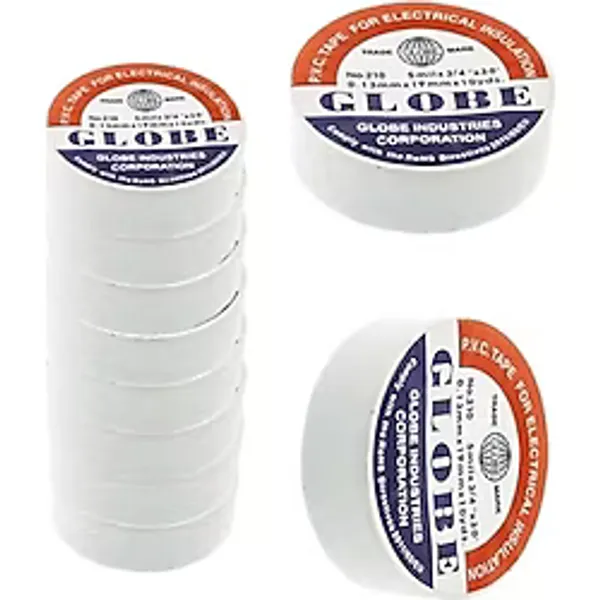 Globe 19MM Pvc Elektrik Izole Bant Beyaz Izolasyon Bandı 5 Mil x 3/4 x 30 0.13MM X19MM x 10 Yds. - 2 Adet