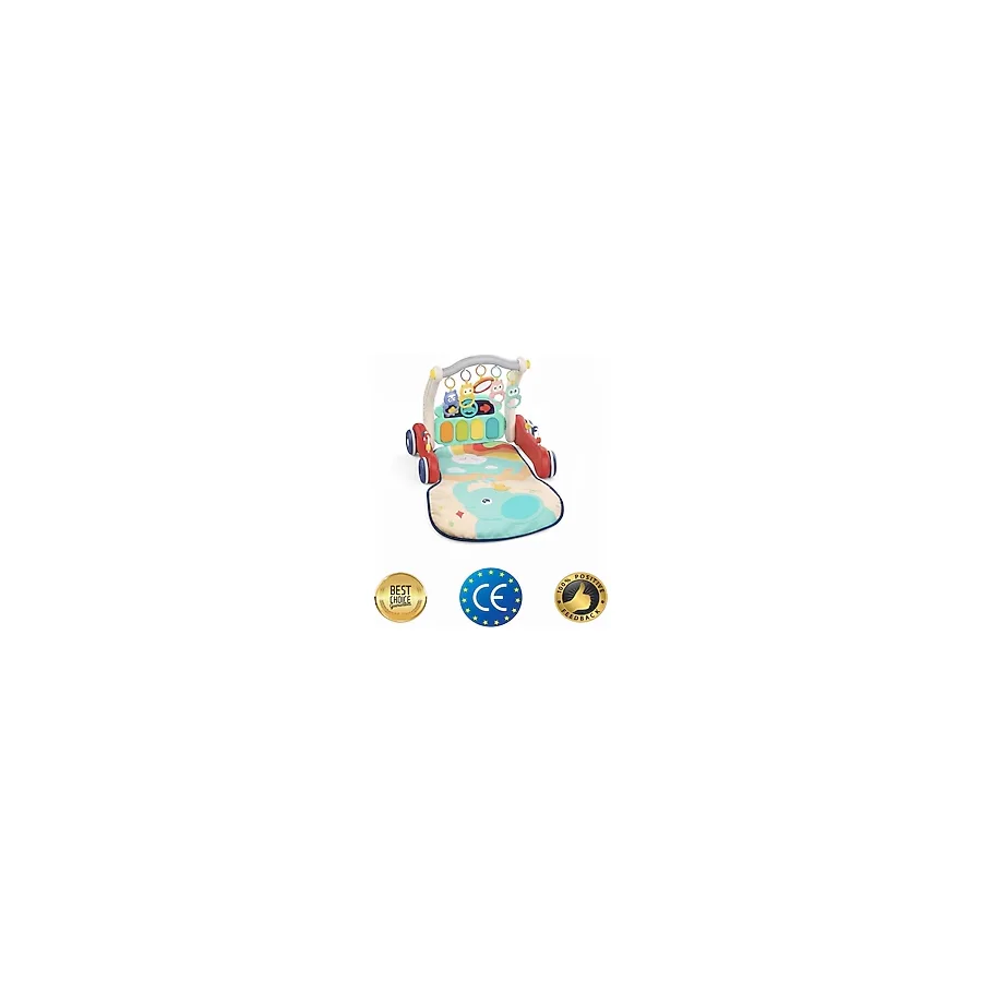 GLOBOMART 3in1 Piyanolu Oyun Halısı Oyun Matı Eğitici Işıklı Müzikli Bebek Aktivite Oyuncakları Akıllı Yürüteç