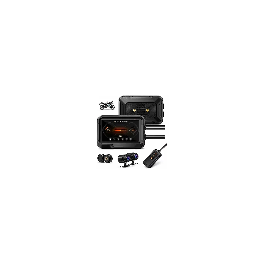 Glr T10 Motosiklet Kamera Kayıt Cihazı - Kablosuz CarPlay & Android Auto, Dual Kamera, GPS ve TPMS Desteği