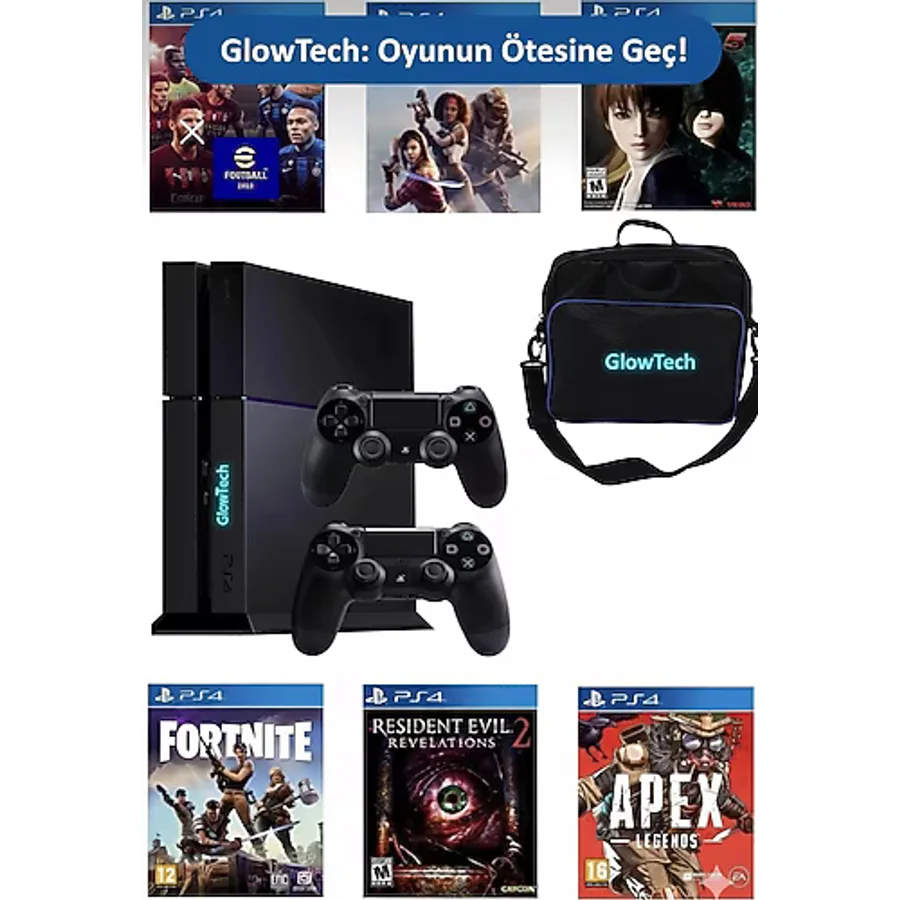 GLW GlowTech PS4 500GB - 2 Kol + Çanta + 10 Oyun