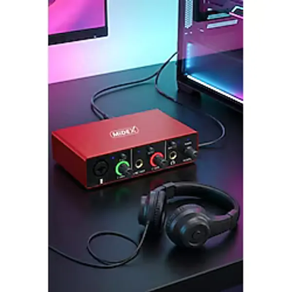 GLX-500 Pro-Hd 2 Giriş 2 Çıkış USB Stüdyo Ses Kartı Kulaklık ve Xlr Kablo - Çok Renkli - Standart