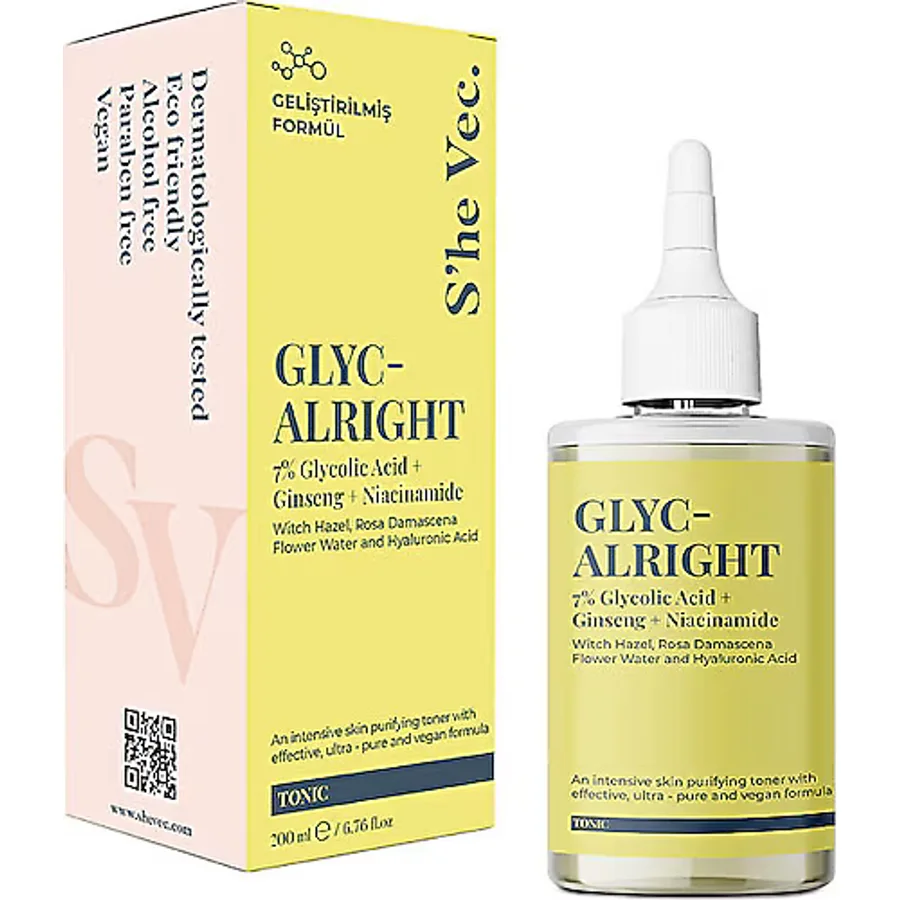 Glyc-Alright -7 Glycolic Acid + Ginseng + Niacinamide Gözenek Sıkılaştırıcı 200 ml Tonik