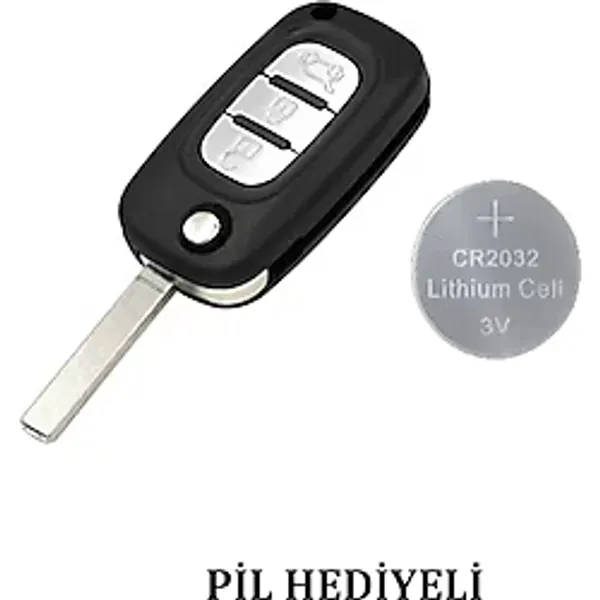 GMA KEYS Fluence Megane3 3 Buton Araba Kumanda Boş Kap Oto Anahtar Kabı Pil Hediyeli 1.ci Kalite