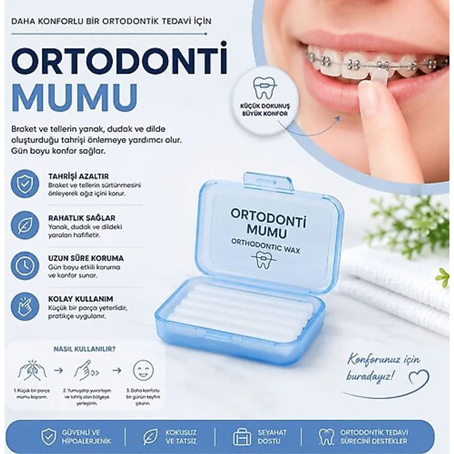GNCAX 10 Adet Nane Aromalı Ortodonti Mumu - Ortodontik Wax - Diş Teli Mumu - Ortodontik Mum