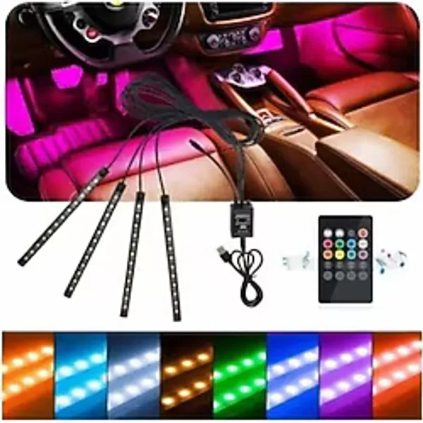 Gnrgarage Ayak Altı Led Kumandalı Araç İçi Aydınlatma 4 Lü Sese Duyarlı Renk Değiştirme Özellikli