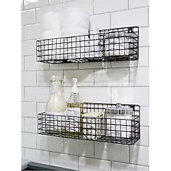 GO DEKOR Rüstik 2'li Telli Banyo Ve Mutfak Rafı - Siyah