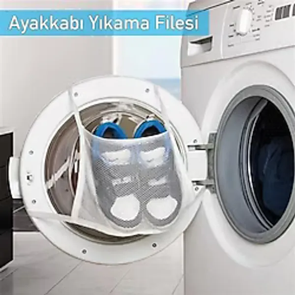 Go İthalat Pratik Çamaşır Makinesi Kapağa Bağlamalı Ayakkabı Yıkama Filesi