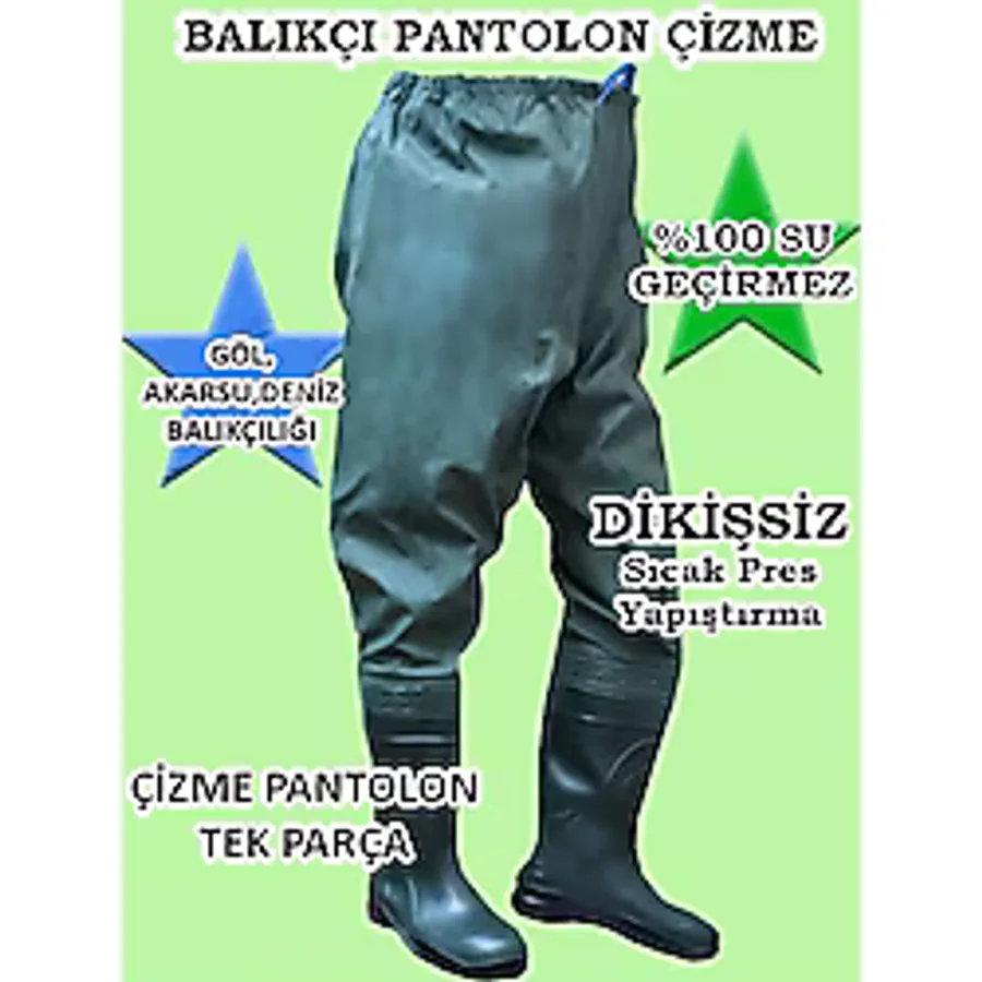 Go Out Balıkçı Çizme, %100 Su Geçirmez Çizmeli Pantolon, 55 Mikron Dikişsiz Avcı Balıkçı Pantalon