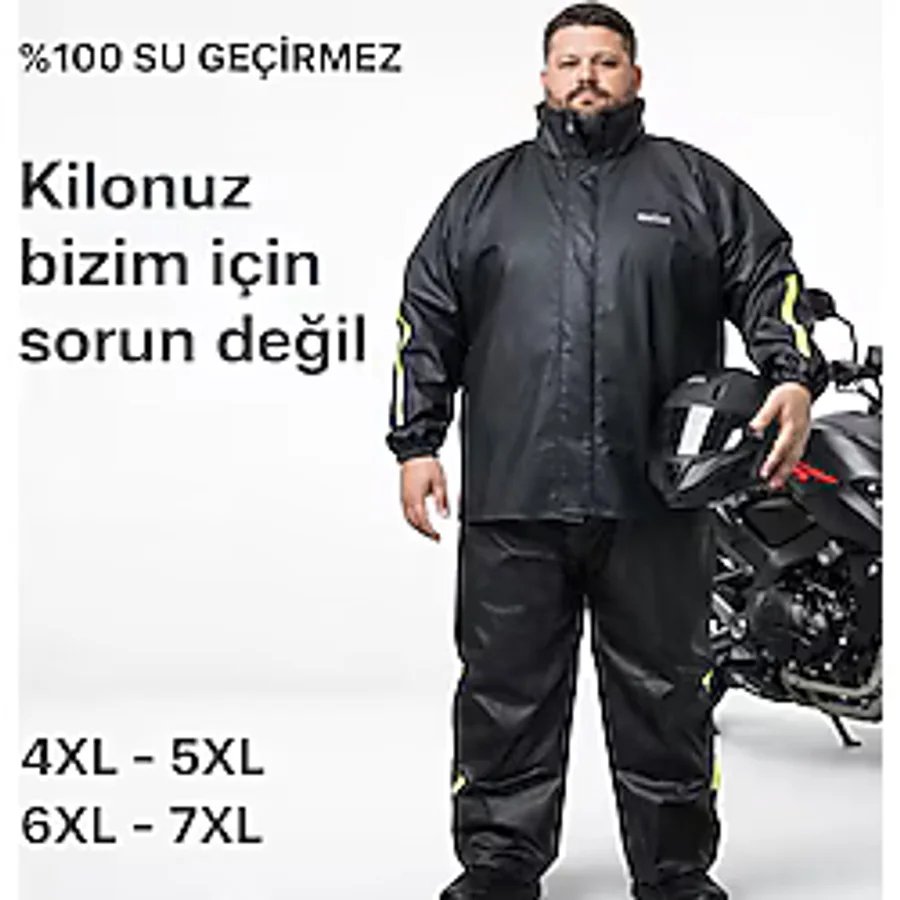 go out BATTAL Boy 4XL-5XL-6XL-7XL Motorcu Yağmurluk %100 Su Geçirmez Tubitak Onaylı