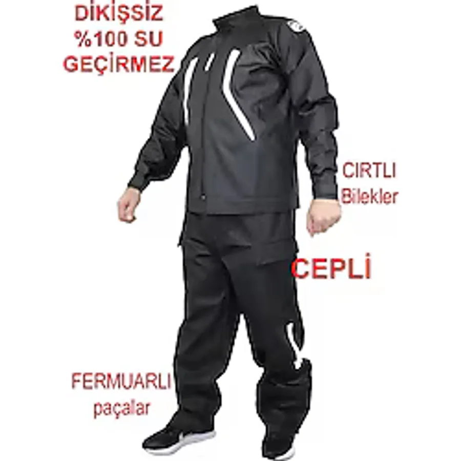 go out Motorcu Yağmurluk Tulumlu Takım Özel Tasarım Dikişsiz %100 Su Geçirmez Cepli Anka