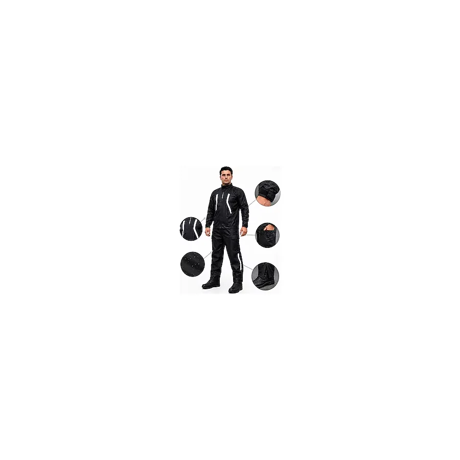 go out Tulumlu Motorcu Yağmurluk PVC %100 Su Geçirmez Dikişsiz Özel Tasarım Ön ve Arkada Çift Reflektörlü Fermuarlı Paça Çift Cepli