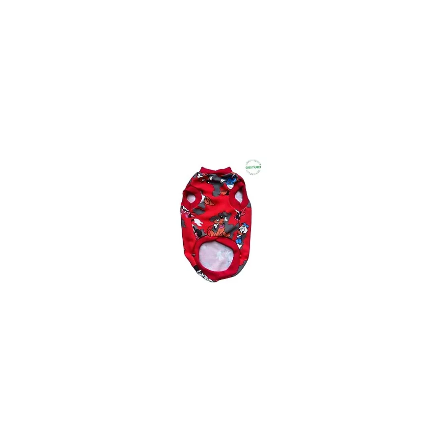 Goboticaret Kırmızı Minnie Mouse Desenli Kedi Köpek Kıyafeti Elbisesi Kırmızı Kollu