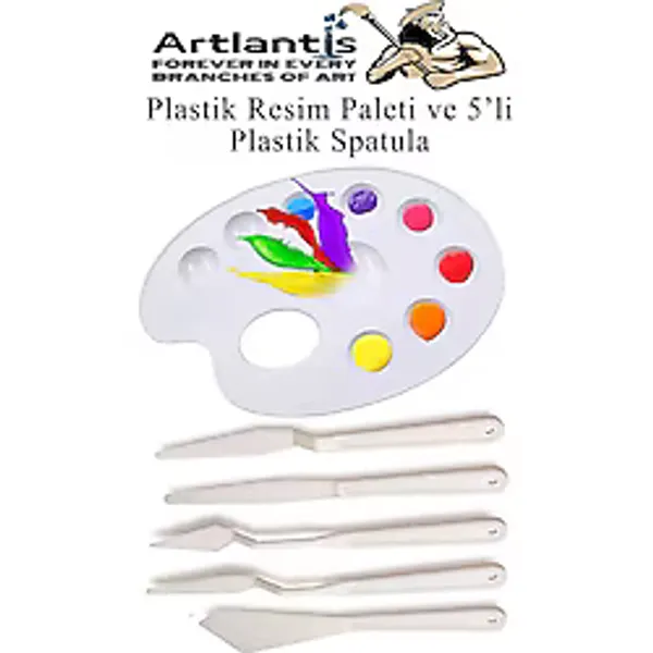 Godeli Plastik Resim Paleti 5 Li Plastik Spatula Resim Fırçası 1 Paket Ressam Paketi Sanatsal Esnek Plastik Palet Bıçağı