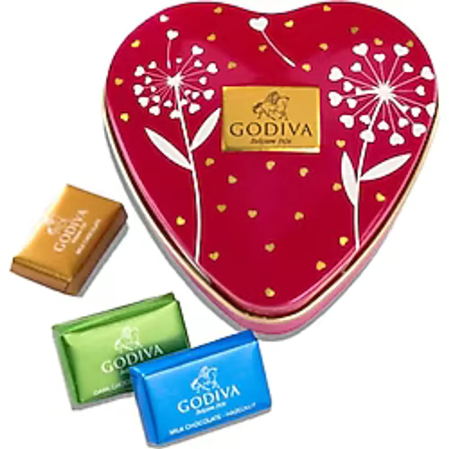 Godiva Napoliten Mini Metal Kalp Kutu (12 Adet )