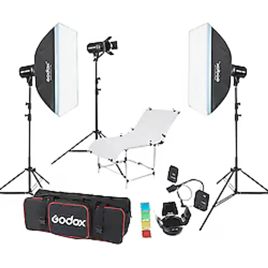 Godox E250 3'lü Paraflaş Set + Çekim Masası 1x2 Metre