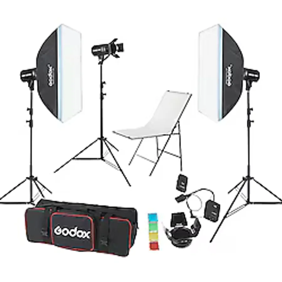 Godox E250 3'lü Paraflaş Set + Çekim Masası 60x100 cm