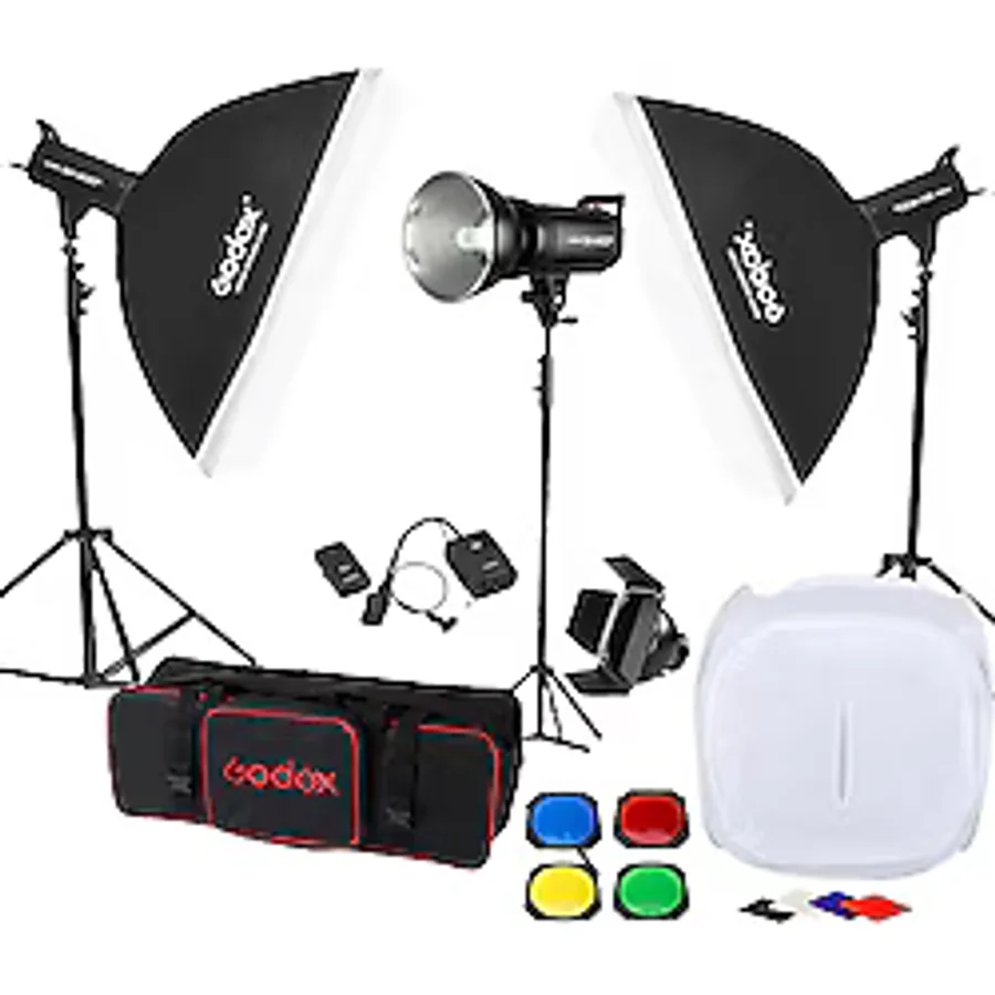 Godox SK400 3'lü Paraflaş Set + Çekim Çadırı 120x120cm
